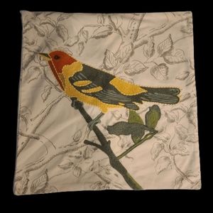 Set of 2 Pottery Barn Accents Embroidered Bird Decorative Pillow Covers.